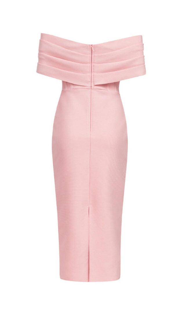 AIIZIE DEEP V SKINNY MIDI DRESS IN PINK - product image