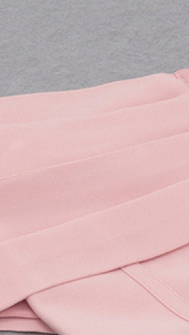AIIZIE DEEP V SKINNY MIDI DRESS IN PINK - product image
