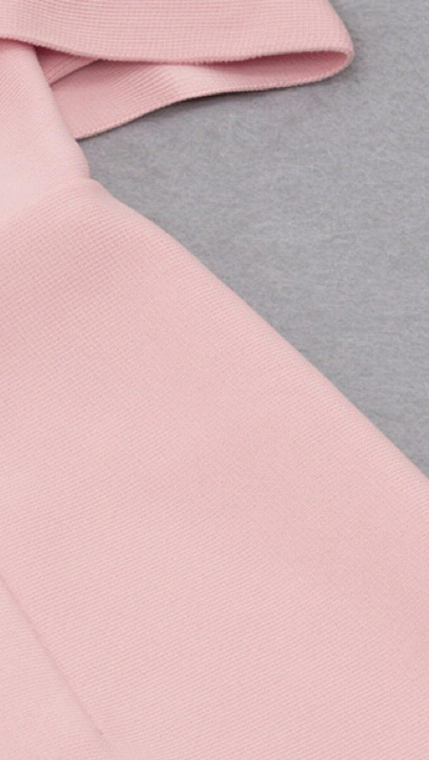 AIIZIE DEEP V SKINNY MIDI DRESS IN PINK - product image