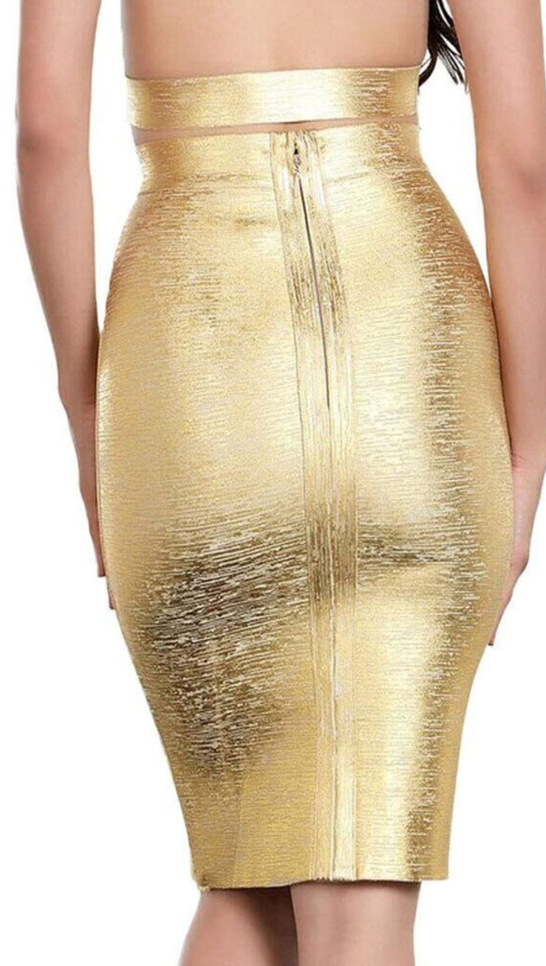 AIIZIE HIGH WAIST WRAP SKIRT IN GOLD - product image