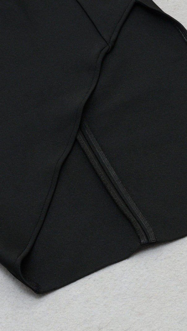 AIIZIE KNITTED BANDAGE SPLICING MIDI DRESS IN BLACK AND WHITE - product image