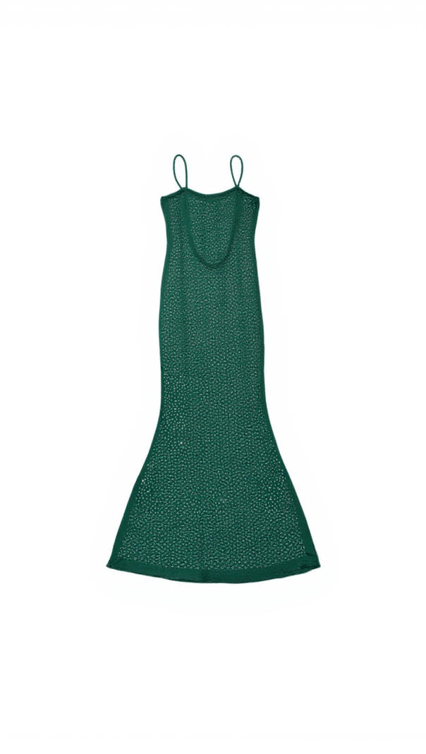 AIIZIE EMMANUELLE SPAGHETTI EMBELLISHED MAXI DRESS IN GREEN - product image