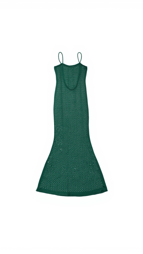 EMMANUELLE SPAGHETTI EMBELLISHED MAXI DRESS IN GREEN