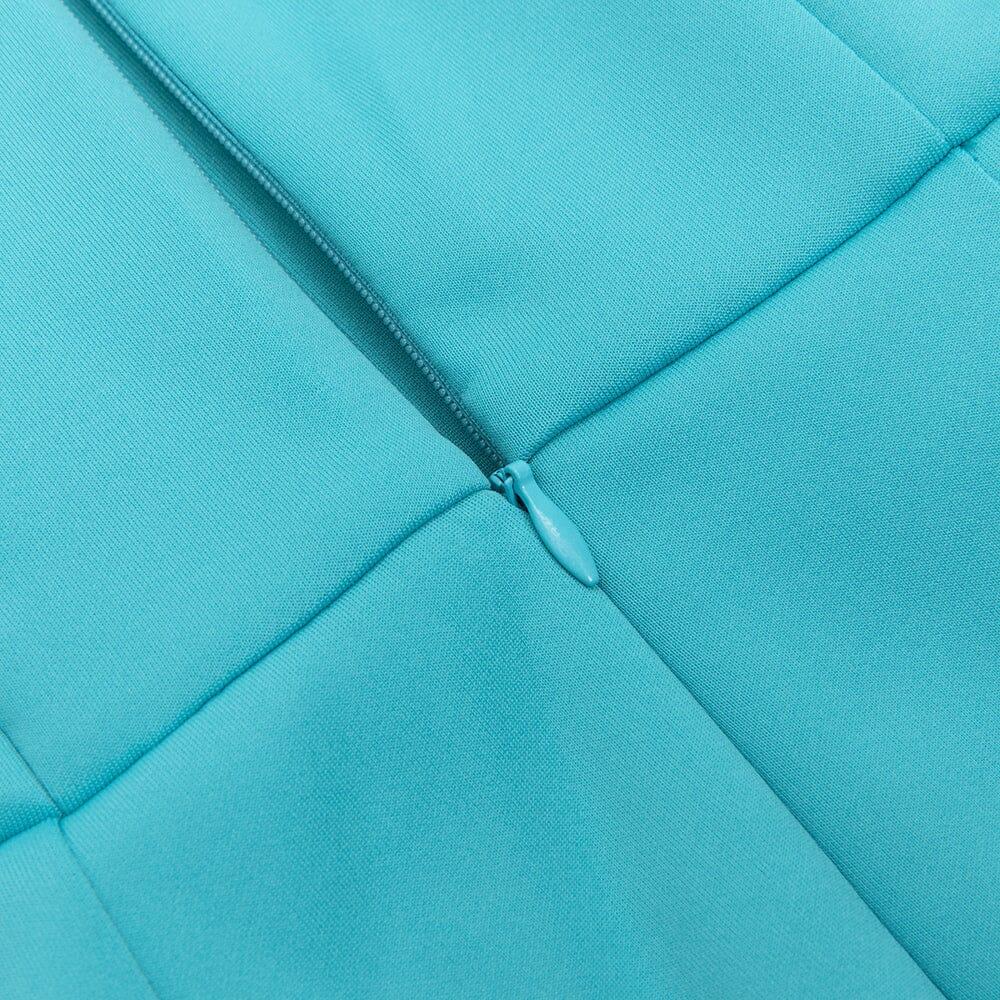 AIIZIE ONE SHOULDER BODYCON RUFFLED MESH BLUE PLEATED MIDI DRESS - product image