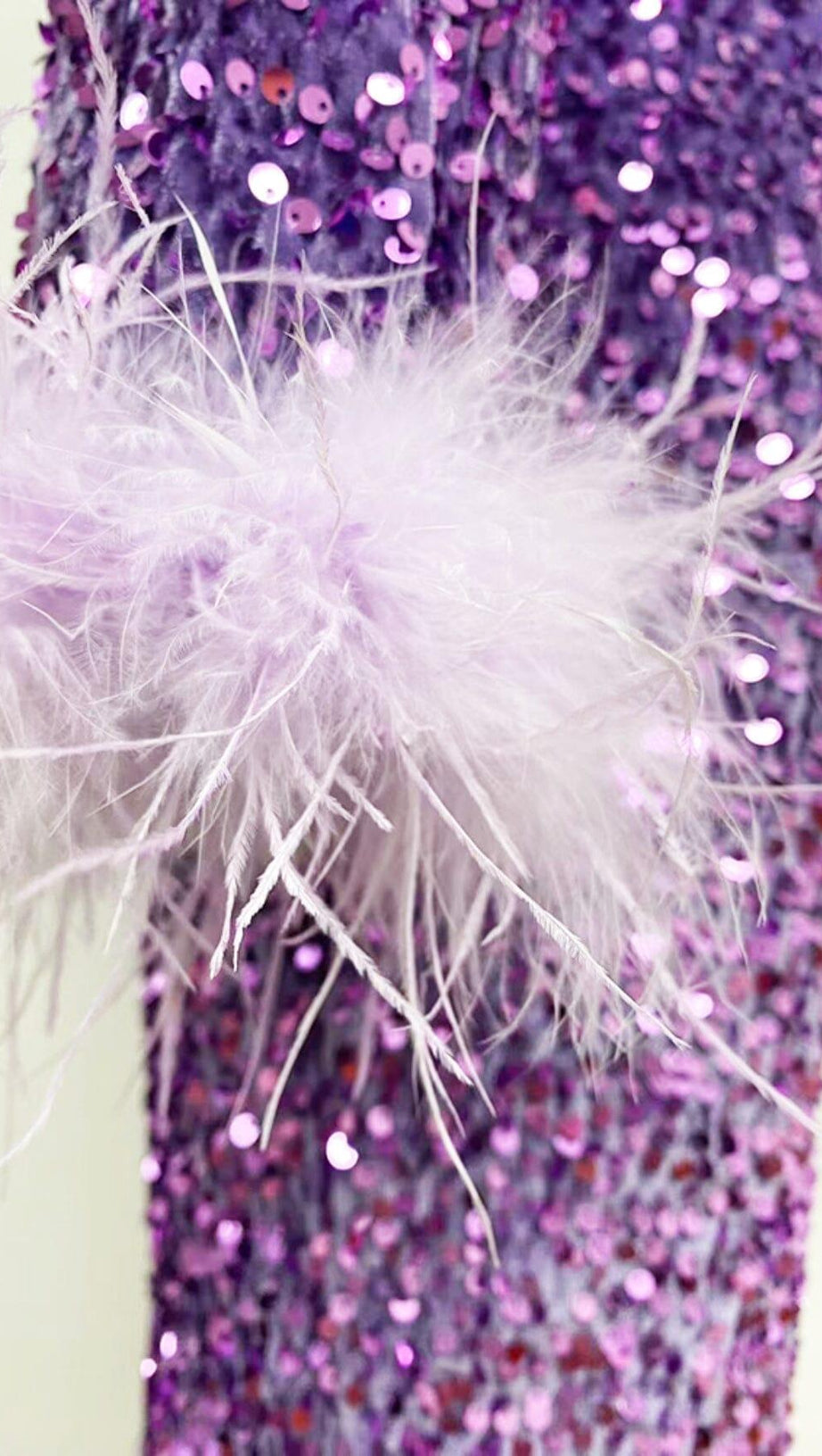 SEQUIN PATCHWORK PLUSH CUFF DRESS IN PURPLE