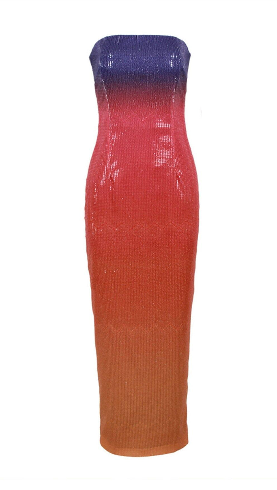 OFF-SHOULDER SUNSET SEQUIN MIDI DRESS