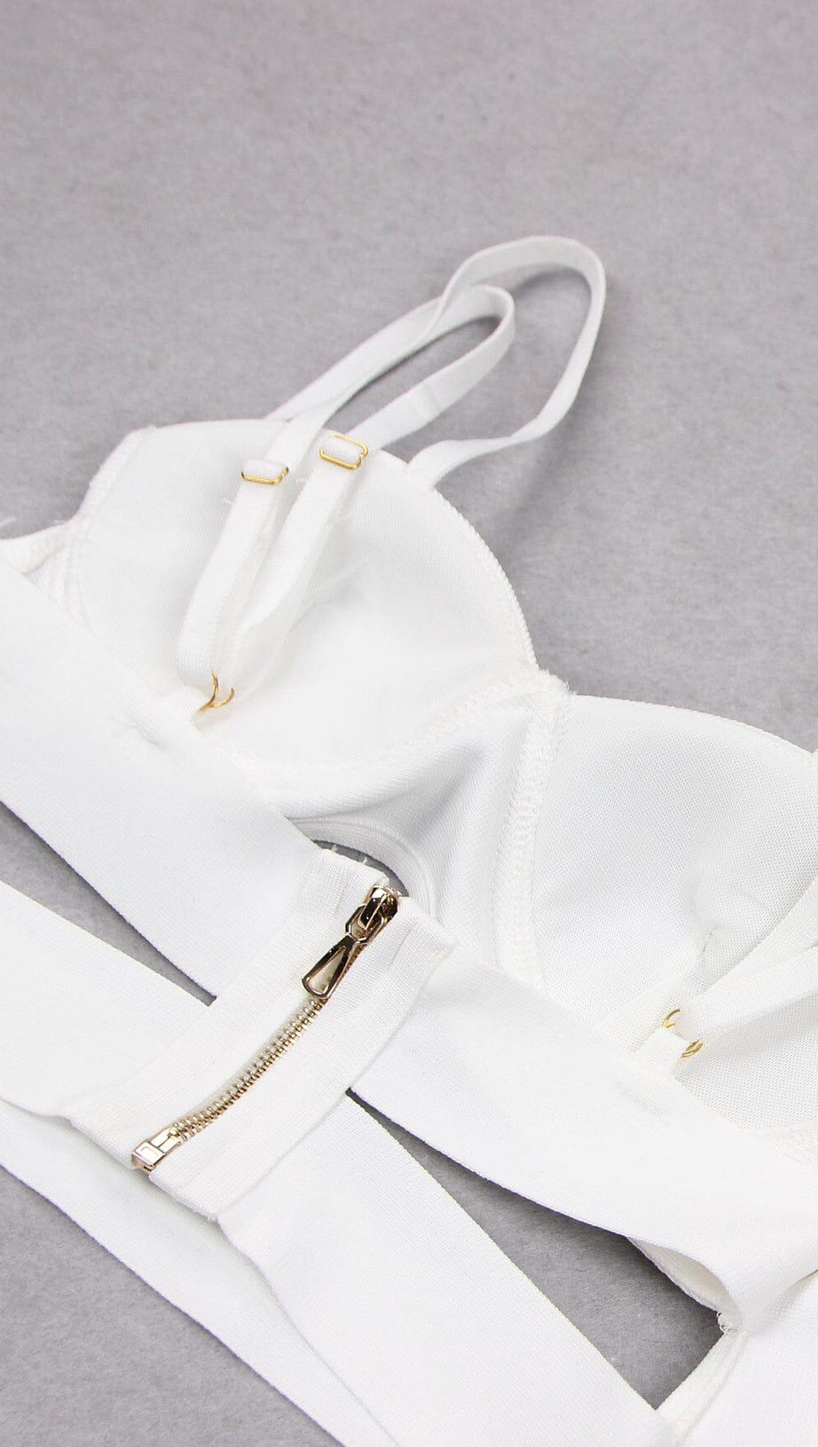 BANDAGE BRIGHT DIAMOND HOLLOW TWO PIECE HALTER WRAP DRESS IN WHITE