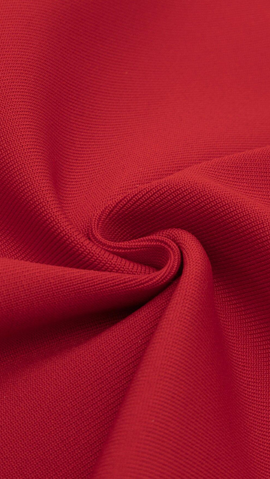 BANDAGE HANGING NECK RUFFLE SLEEVE STRETCH SLIM DRESS IN RED