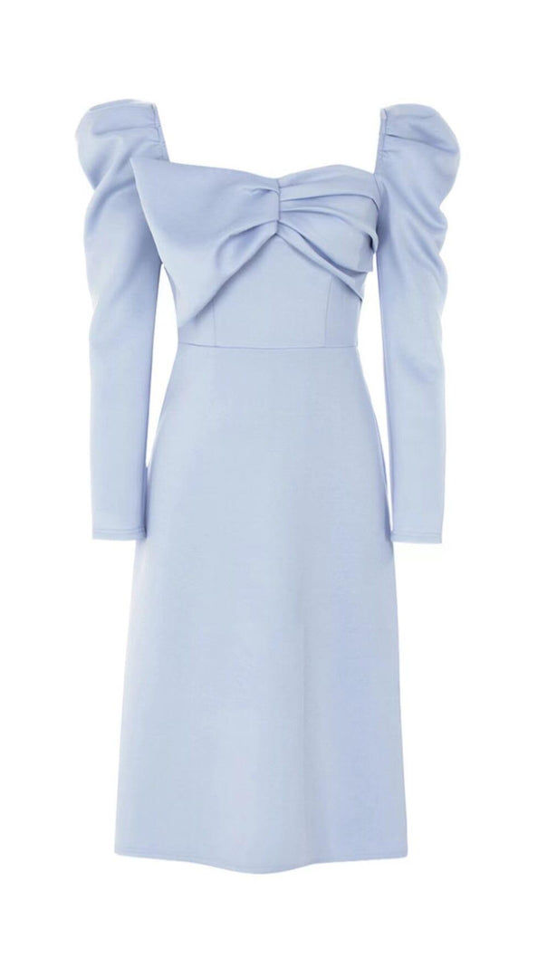 AIIZIE BOWKNOT BUBBLE SLEEVE DRESS IN BABY BLUE - product image