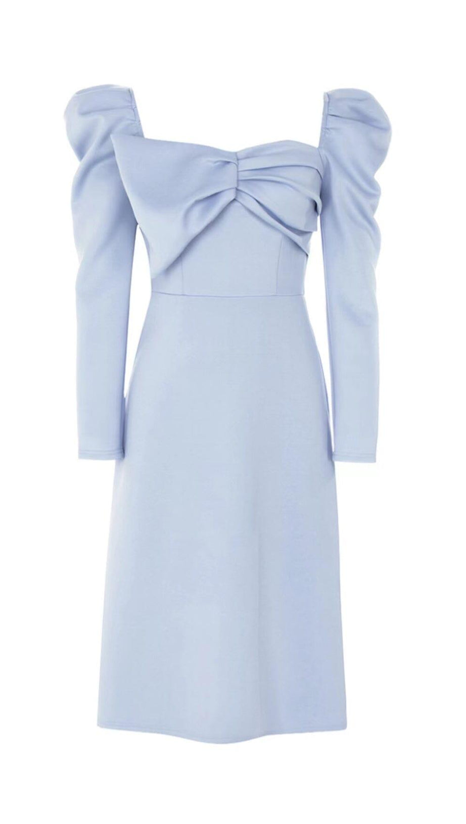 BOWKNOT BUBBLE SLEEVE DRESS IN BABY BLUE
