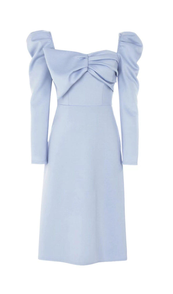 BOWKNOT BUBBLE SLEEVE DRESS IN BABY BLUE