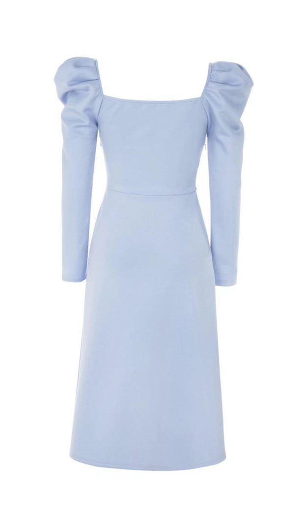 AIIZIE BOWKNOT BUBBLE SLEEVE DRESS IN BABY BLUE - product image