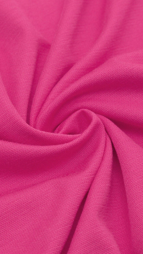 AIIZIE PLEATED OFF SHOULDER HIGH SPLIT DRESS IN BRIGHT PINK - product image
