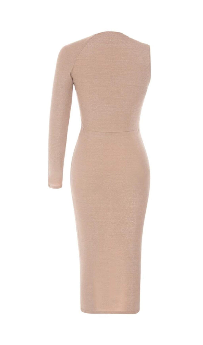 STREAMER IRREGULAR RUFFLE DRESS IN APRICOT