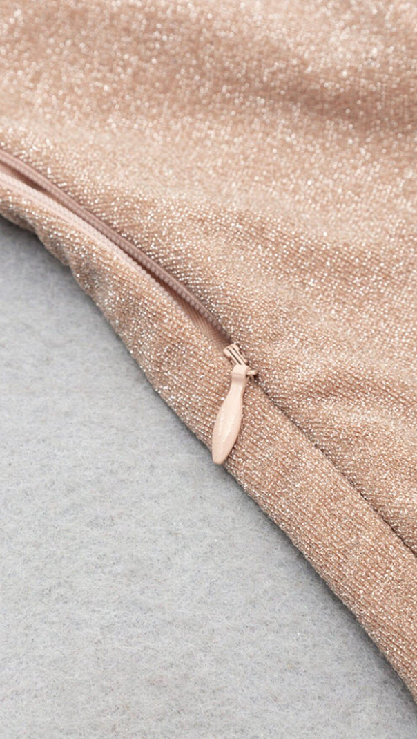 AIIZIE STREAMER IRREGULAR RUFFLE DRESS IN APRICOT - product image