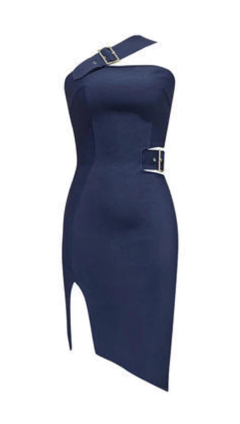 ABITO MONOSPALLA CON SPACCO CON FIBBIA DRILL IN BLU NAVY