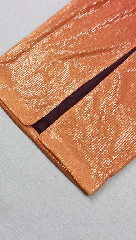 OFF-SHOULDER SUNSET SEQUIN MIDI DRESS