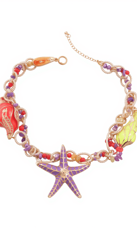 Shinju Conch Starfish Bead Necklace