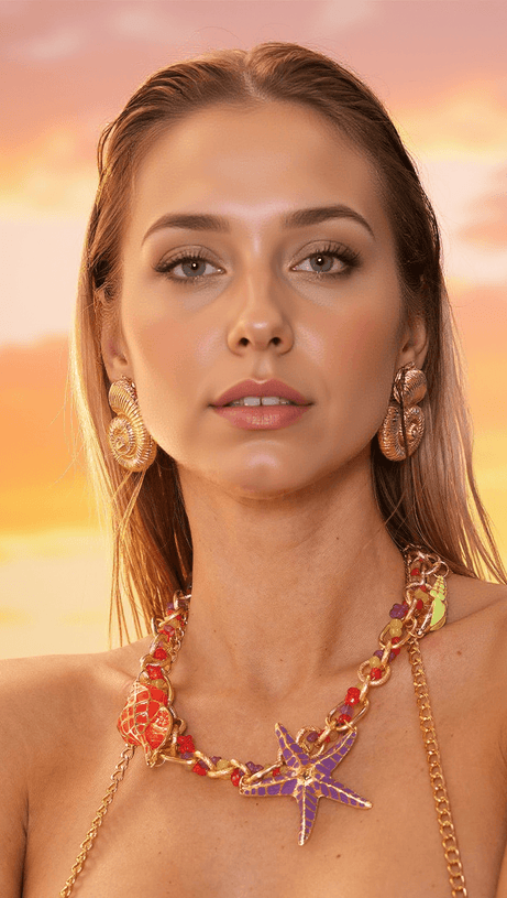 SHINJU CONCH STARFISH BEAD NECKLACE