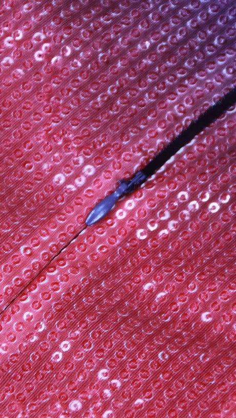 OFF-SHOULDER SUNSET SEQUIN MIDI DRESS