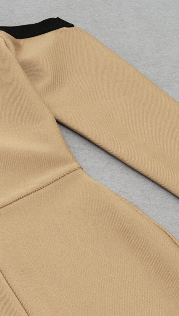 AIIZIE TULLE V-NECK SLIT DRESS IN CAMEL - product image