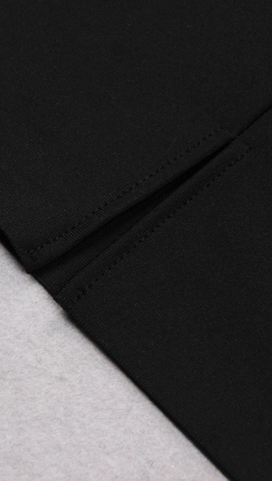 STRETCH LONG SLEEVES FEATHER MINI DRESS IN BLACK