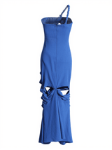 Rupert One Shoulder Hollow Midi Dress In Blue