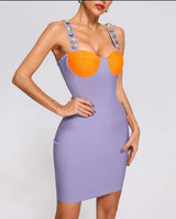 Purple Orange Bandage Mini  Dress