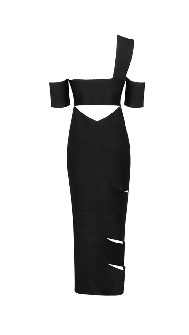 AIIZIE BANDAGE-STYLE HOLLOWED-OUT SHEATH DRESS IN BLACK - product image