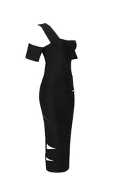 BANDAGE-STYLE HOLLOWED-OUT SHEATH DRESS IN BLACK