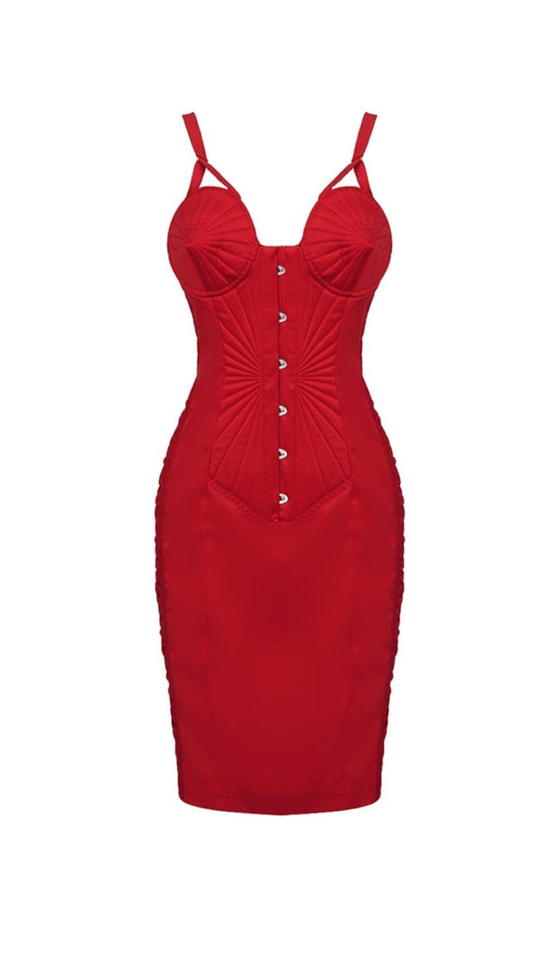 AIIZIE TAPERED BODICE STRAPPY MINI DRESS IN RED - product image