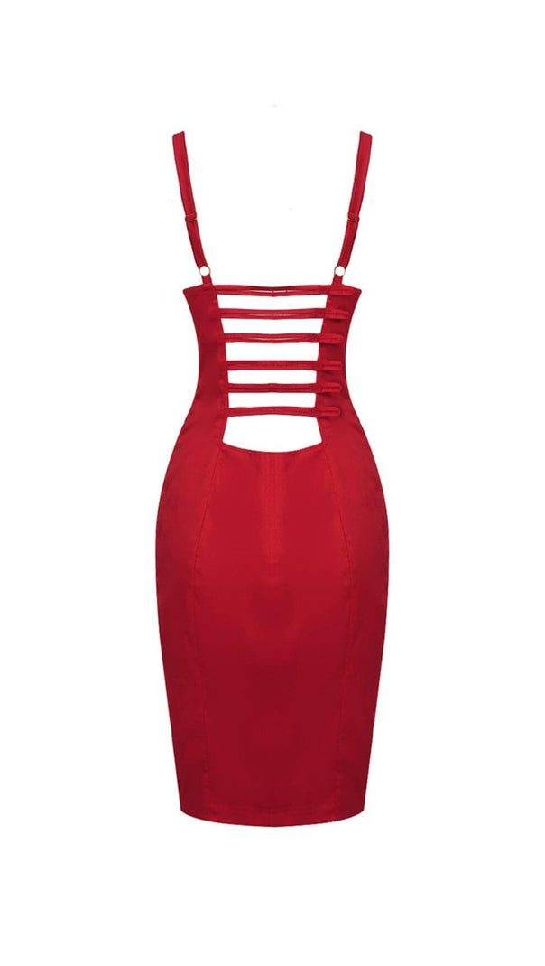 AIIZIE TAPERED BODICE STRAPPY MINI DRESS IN RED - product image