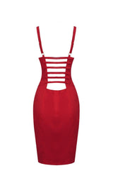 TAPERED BODICE STRAPPY MINI DRESS IN RED