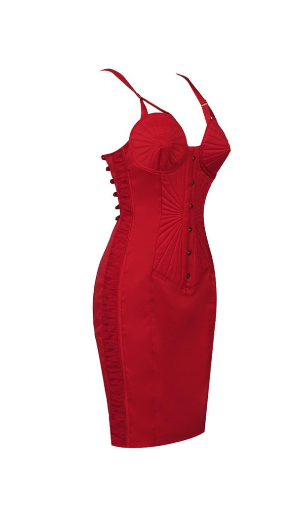 AIIZIE TAPERED BODICE STRAPPY MINI DRESS IN RED - product image