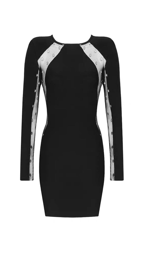 AIIZIE LACE PATCHWORK SEXY DRESS IN BLACK - product image
