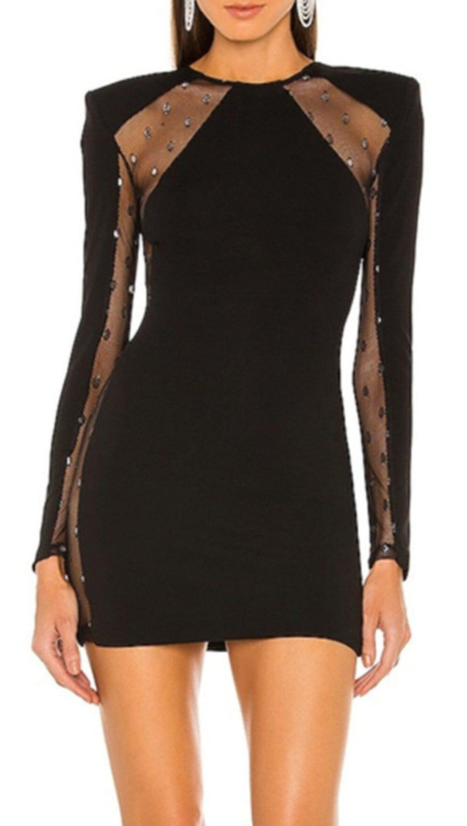 LACE PATCHWORK SEXY DRESS IN BLACK