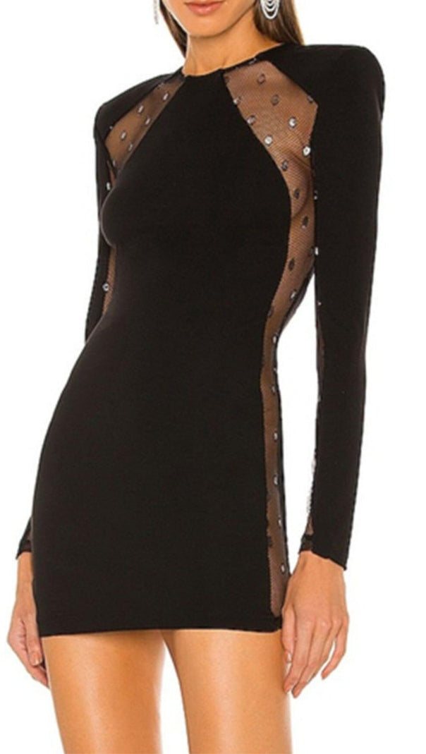 AIIZIE LACE PATCHWORK SEXY DRESS IN BLACK - product image