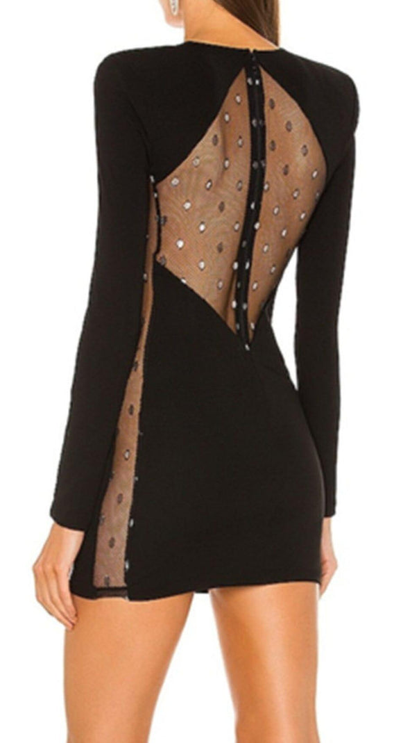 AIIZIE LACE PATCHWORK SEXY DRESS IN BLACK - product image