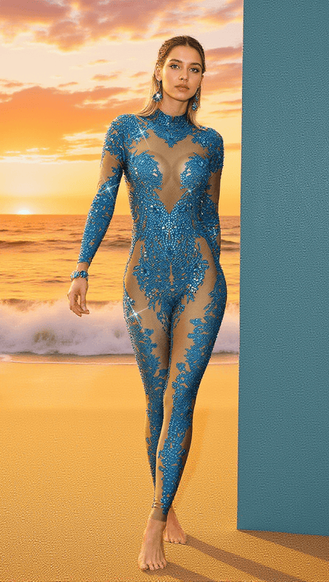 ALBIE FLORAL RHINESTONE JUMPSUIT