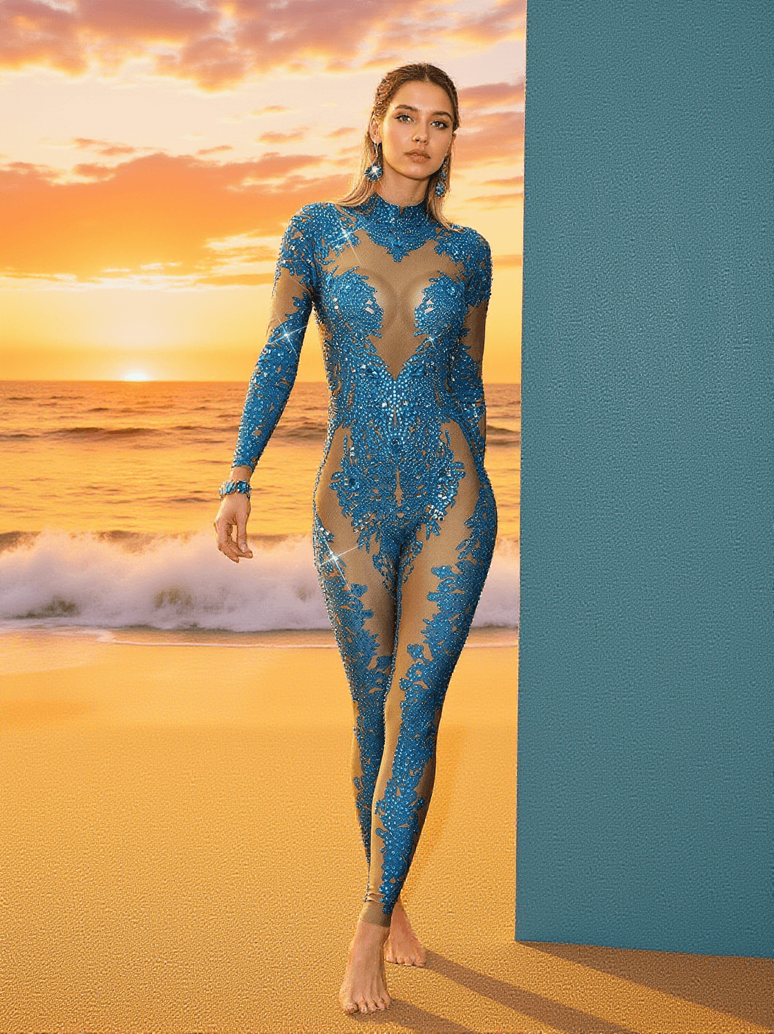 ALBIE FLORAL RHINESTONE JUMPSUIT