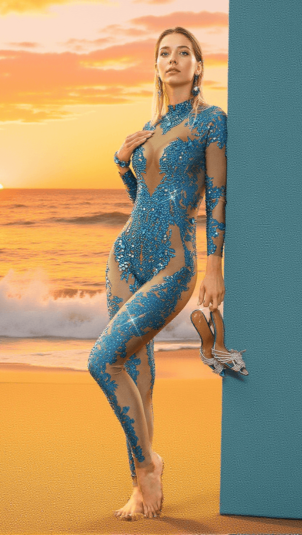AIIZIE ALBIE FLORAL RHINESTONE JUMPSUIT - product image