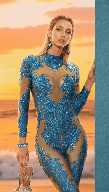 ALBIE FLORAL RHINESTONE JUMPSUIT