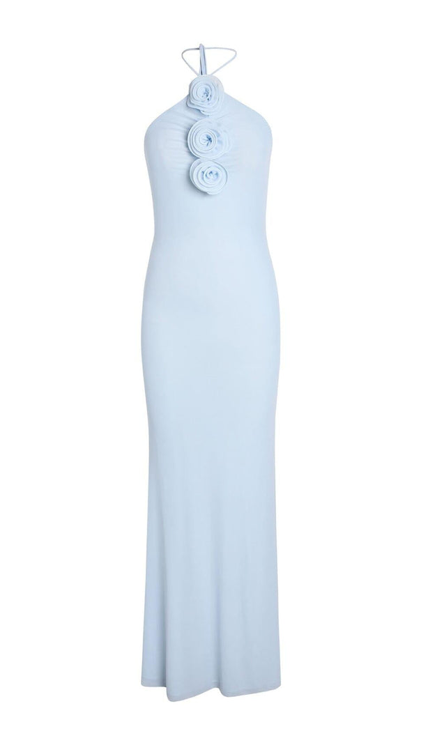 AIIZIE NEUTRALS FLORAL-APPLIQUÉ STRAPLESS GOWN MAXI DRESS - product image