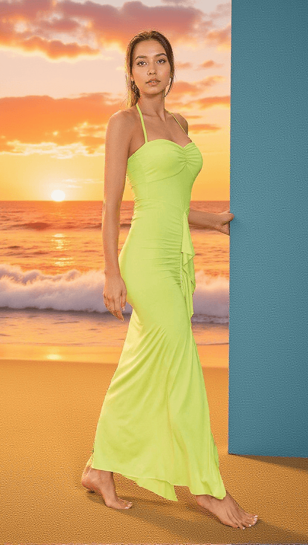 AIIZIE ASGER HALTERNECK RUCHED MAXI DRESS - product image