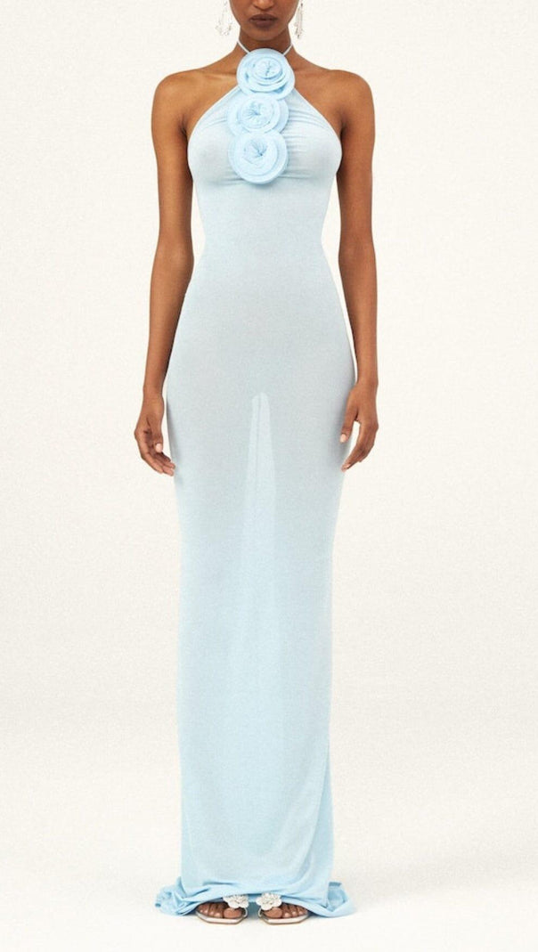 AIIZIE NEUTRALS FLORAL-APPLIQUÉ STRAPLESS GOWN MAXI DRESS - product image