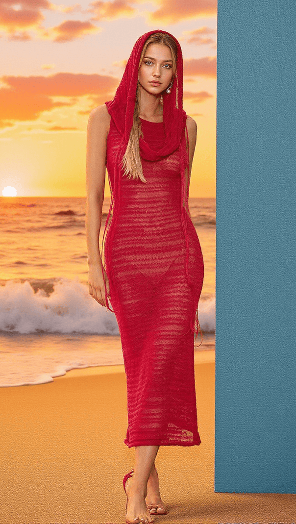 AIIZIE GUILLEM HOLLOW KNITTED HOODED DRESS - product image
