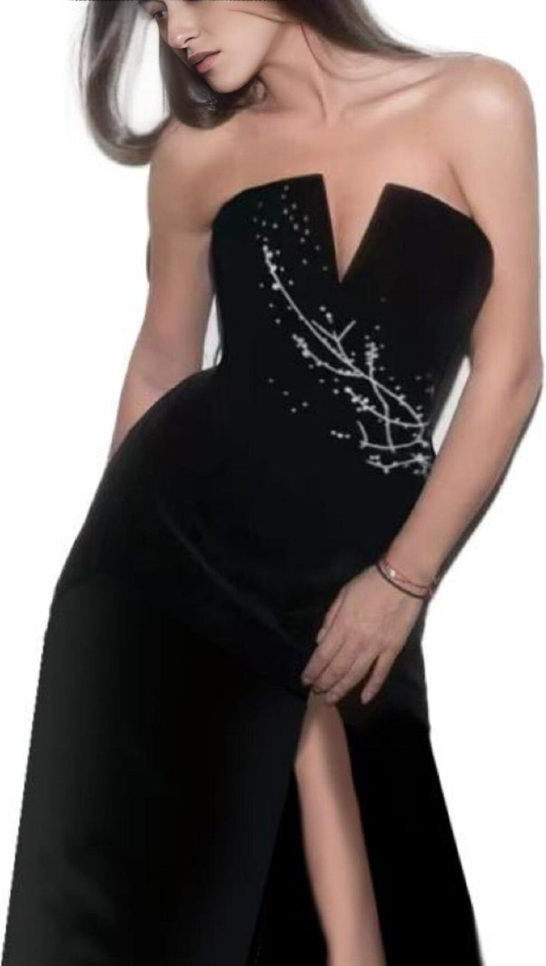 AIIZIE PEARL SKINNY MIDI DRESS IN BLACK - product image