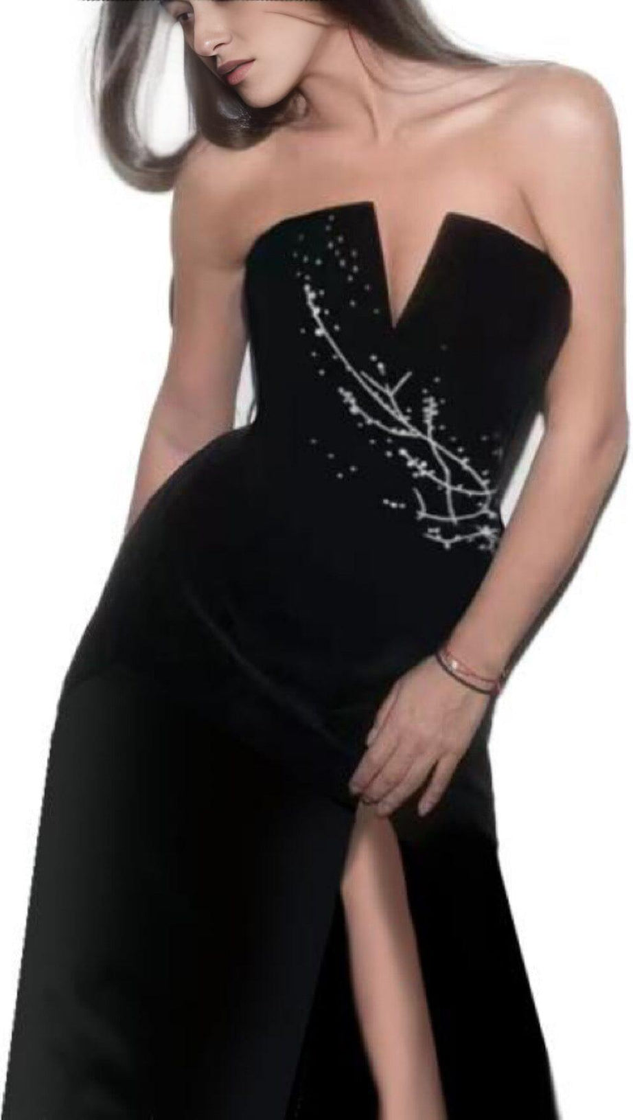 PEARL SKINNY MIDI DRESS IN BLACK