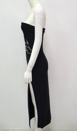 PEARL SKINNY MIDI DRESS IN BLACK