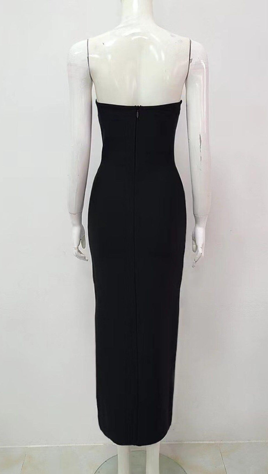 PEARL SKINNY MIDI DRESS IN BLACK